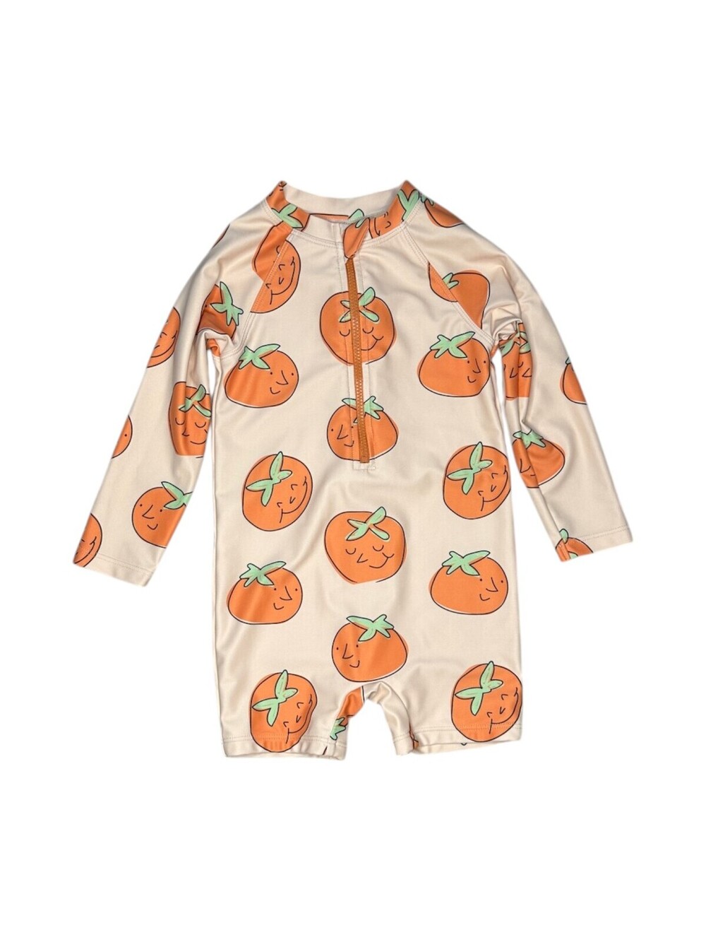 ZARA Girls' Cream and Orange Long Sleeve Romper Swimwear Size 2 Years